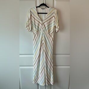 Oliver Bonas | Dresses | Oliver Bonas Womens Stripe Button Down Midi Dress  Size 8 | Poshmark
